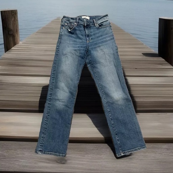 Mango Denim - MNG by Mango Straight Leg Jeans Women's Size 6 High Waist Medium Wash Denim